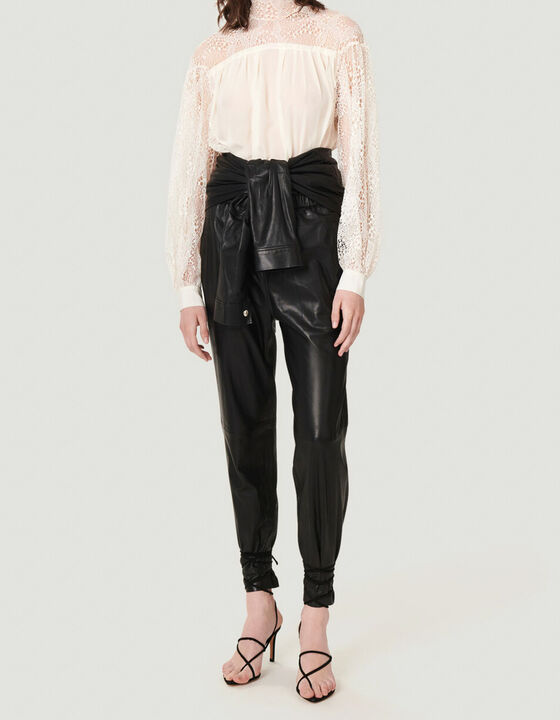 DIGWED OPEN LACE HIGH NECK TOP